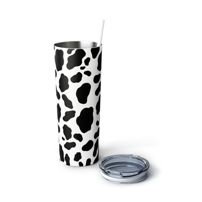 Cow Print Skinny Steel Tumbler with Straw